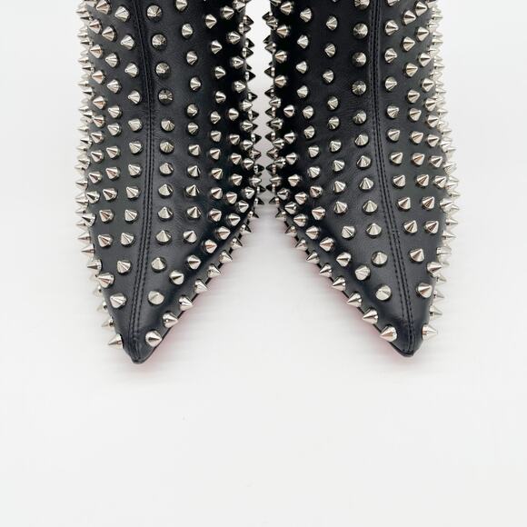 Christian Louboutin Black Condora Booty Spiked Leather Heeled Ankle Boots EU 40 - Picture 9 of 15